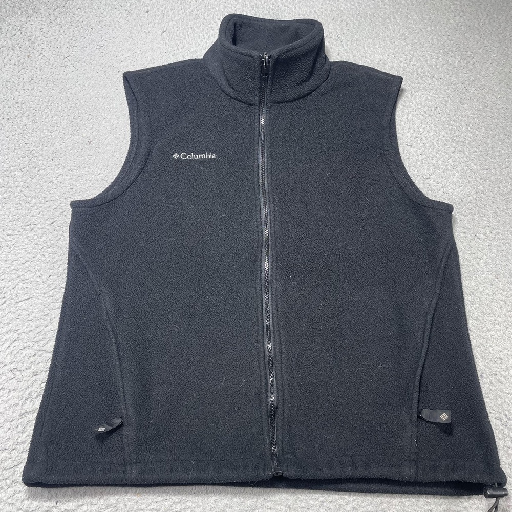 Vintage Columbia Vest‎ Womens Large Black Fleece Full Zip Outdoor Warm USA